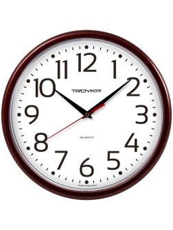 Часы настенные ход плавный, Troyka 91931912, круглые, 23*23*3, бордовая рамка