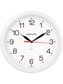 Часы настенные ход плавный, Troyka 21210213, круглые, 24*24*3, белая рамка