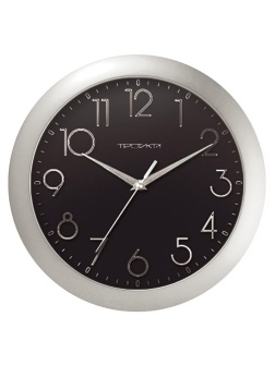 Часы настенные ход плавный, Troyka 11170182, круглые, 29*29*3,5, серебристая рамка