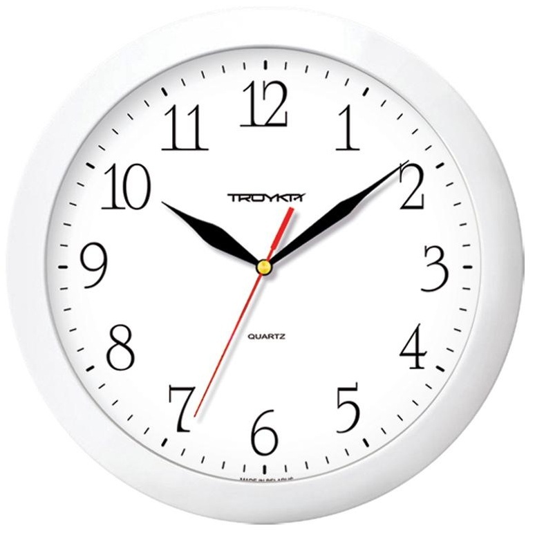 Часы настенные ход плавный, Troyka 11110113, круглые, 29*29*3,5, белая рамка