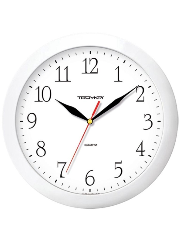 Часы настенные ход плавный, Troyka 11110113, круглые, 29*29*3,5, белая рамка