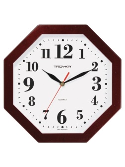 Часы настенные ход плавный, Troyka 41431416, восьмигранные, 29*29*3,5, бордовая рамка
