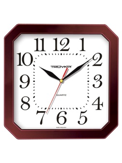 Часы настенные ход плавный, Troyka 31331316, квадратные, 29*29*3,5, бордовая рамка