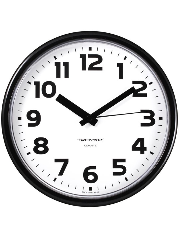Часы настенные ход плавный, Troyka 91900945, круглые, 23*23*3,5, черная рамка