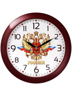Часы настенные ход плавный, Troyka 11131176, круглые, 29*29*3,5, бордовая рамка