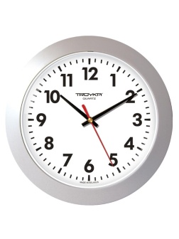 Часы настенные ход плавный, Troyka 51570511, круглые, 30*30*4,5, серебристая рамка