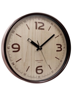 Часы настенные ход плавный, Troyka 77774731, круглые, 30*30*5, коричневая рамка