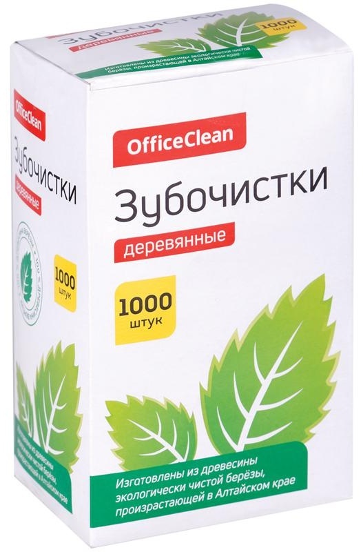 Зубочистки OfficeClean деревянные, в индивидуальной бумажной упаковке, 1000шт.