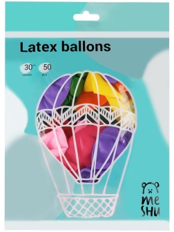 Воздушные шары,  50шт., М12/30см, MESHU, пастель, 10 цветов ассорти