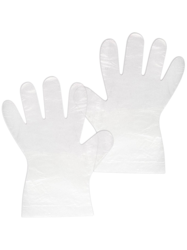 Перчатки полиэтиленовые одноразовые OfficeClean, разм. M, 50 пар (100шт.), пакет с европодвесом