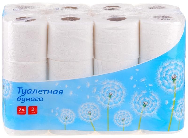 Бумага туалетная OfficeClean 2-слойная, 24шт., тиснение, белая
