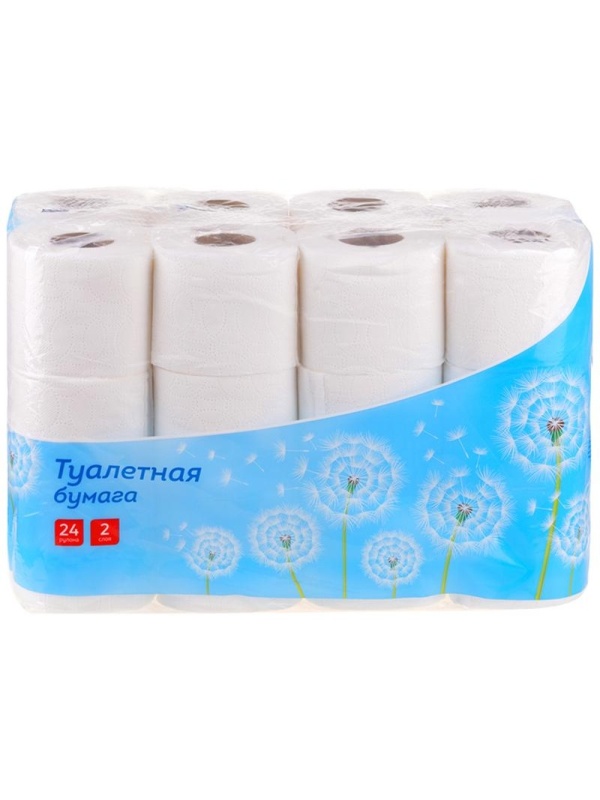 Бумага туалетная OfficeClean 2-слойная, 24шт., тиснение, белая