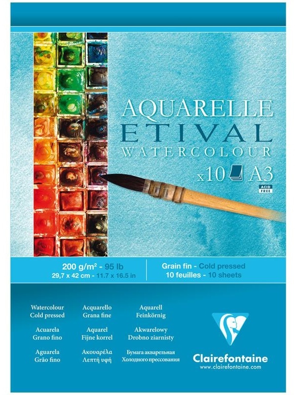 Альбом для акварели, 10л., А3, на склейке Clairefontaine 