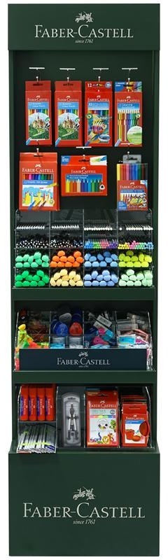 Стойка Faber-Castell деревянная с пластиковыми дисплеями, В 1800* Ш 500 *Г 300