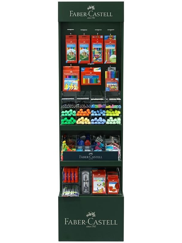 Стойка Faber-Castell деревянная с пластиковыми дисплеями, В 1800* Ш 500 *Г 300