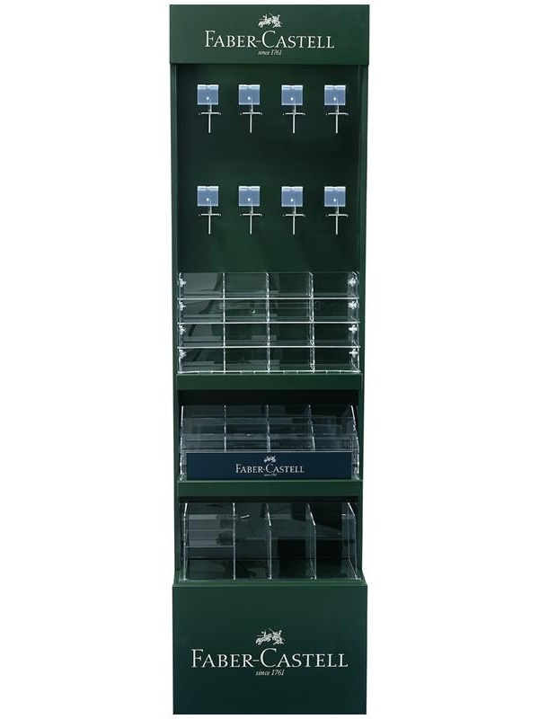 Стойка Faber-Castell деревянная с пластиковыми дисплеями, В 1800* Ш 500 *Г 300