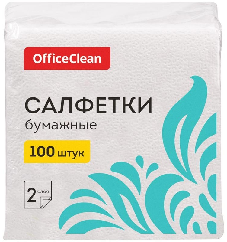 Салфетки бумажные OfficeClean, 2 слойн., 24*24см, белые, 100шт.