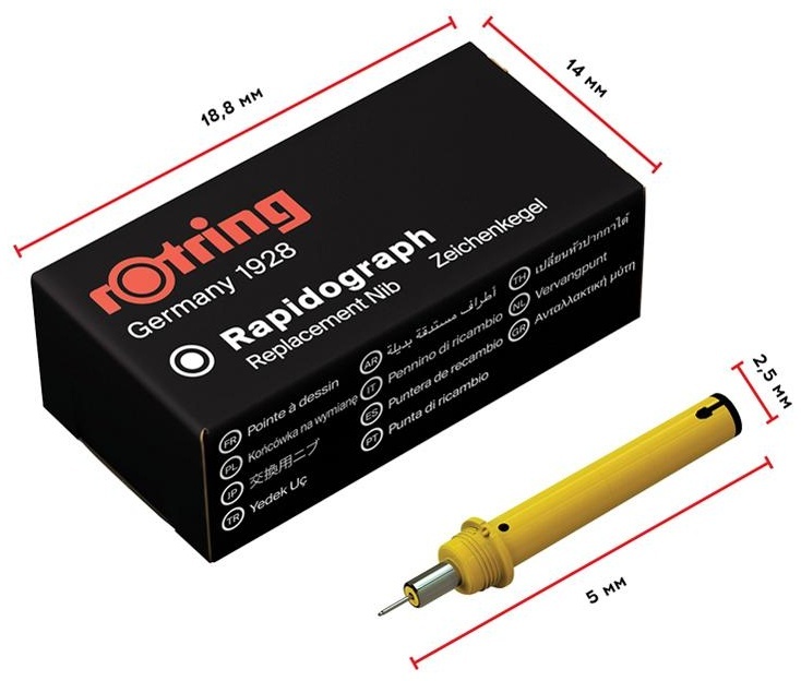 Пишущий элемент для рапидографа Rotring 0,35мм, картон. упаковка