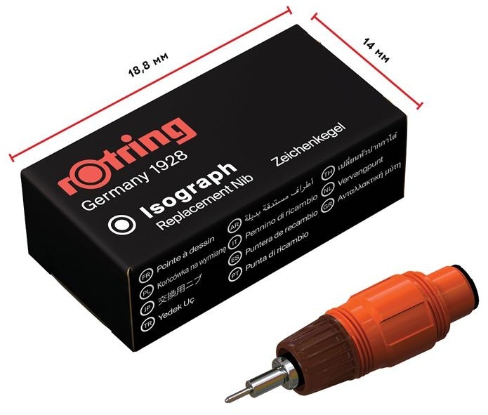 Пишущий элемент для изографа Rotring 1.0мм, картон. упаковка