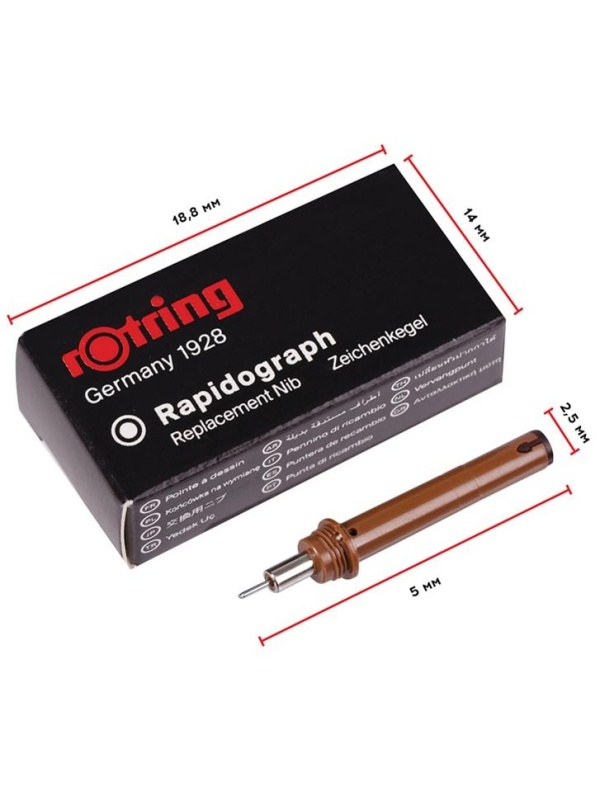 Пишущий элемент для рапидографа Rotring 0,5мм, картон. упаковка