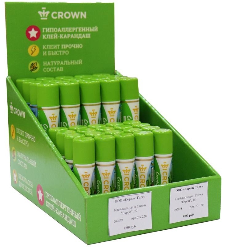 Картонный дисплей Crown клей-карандаш (Ш17см*Г25см*В25см), 2  ячейки