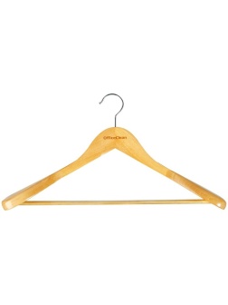 Вешалка-плечики OfficeClean, деревянная, анатомическая, антискользящая перекладина, 45см, цвет сосна