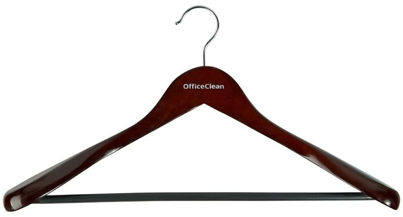 Вешалка-плечики OfficeClean, деревянная, анатомическая, антискользящаяя перекладина, 45см, цвет вишня