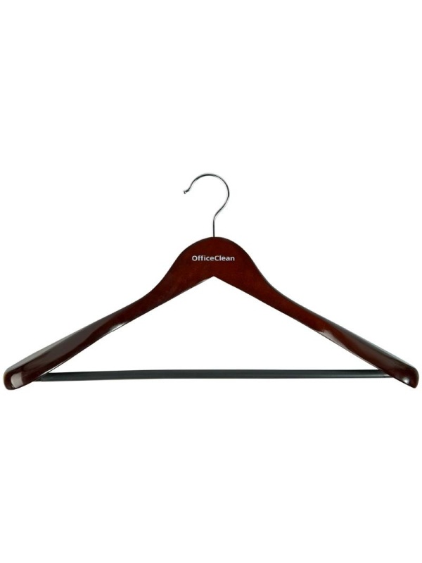 Вешалка-плечики OfficeClean, деревянная, анатомическая, антискользящаяя перекладина, 45см, цвет вишня