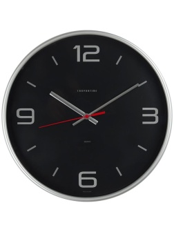 Часы настенные ход плавный, Troyka 77777751, круглые, 30*30*5, серебристая рамка