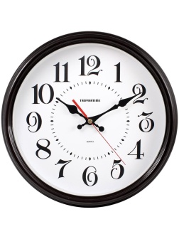 Часы настенные ход плавный, Troyka 88880882, круглые, 31*31*5, черная рамка