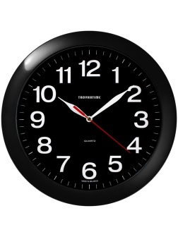 Часы настенные ход плавный, Troyka 11100196, круглые, 29*29*3,5, черная рамка