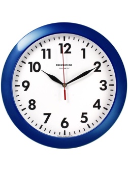 Часы настенные ход плавный, Troyka 11140118, круглые, 29*29*3,5, синия рамка