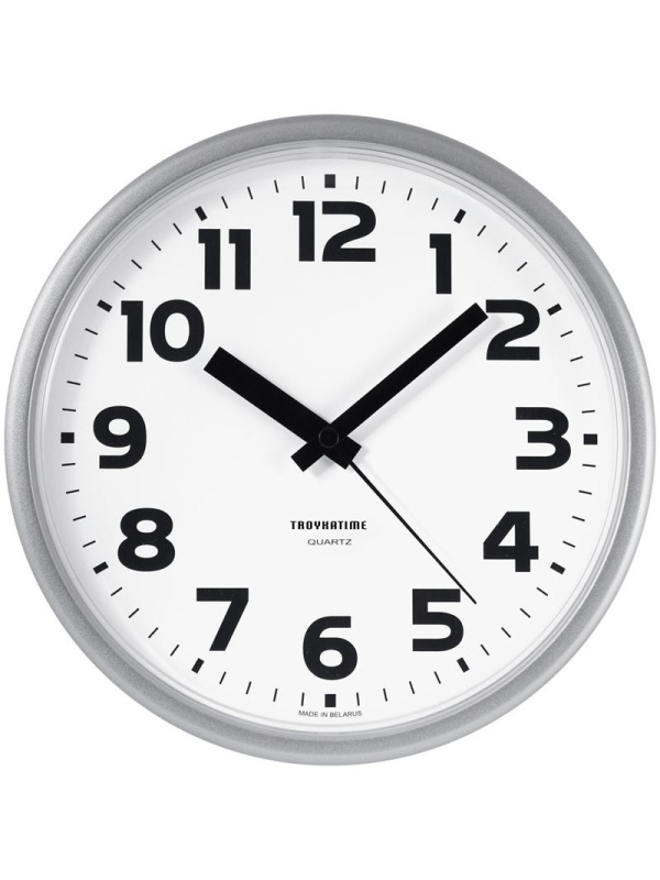 Часы настенные ход плавный, Troyka 91970945, круглые, 23*23*3, серебристая рамка