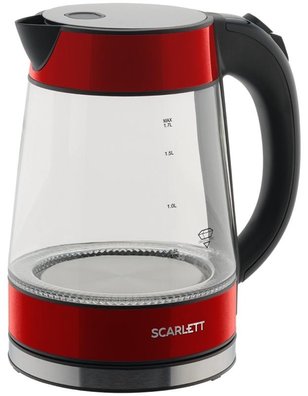 Чайник электрический Scarlett SC-EK27G79, 1,7л, 2200Вт, с подсветкой, стекло/пластик