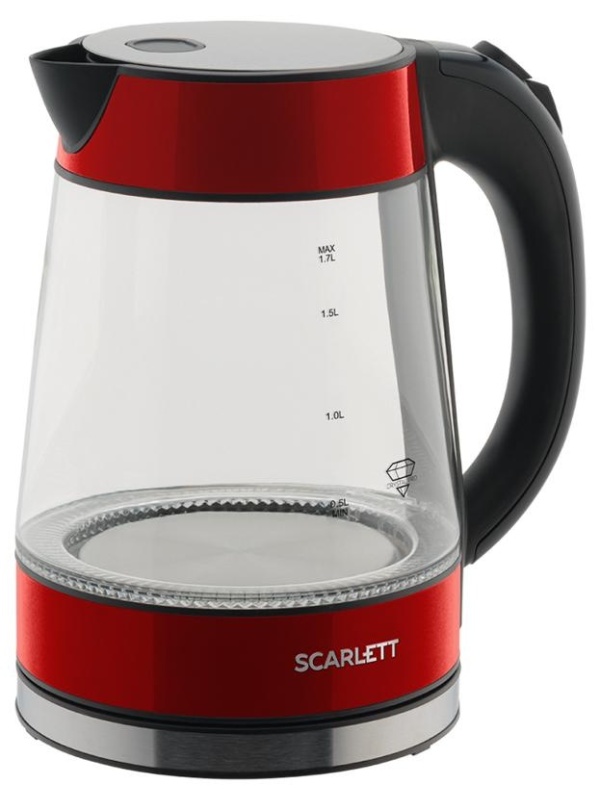 Чайник электрический Scarlett SC-EK27G79, 1,7л, 2200Вт, с подсветкой, стекло/пластик