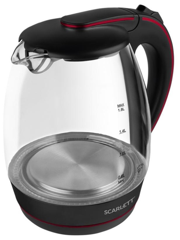 Чайник электрический Scarlett SC-EK27G71, 1,8л, 2200Вт, с подсветкой, стекло/пластик