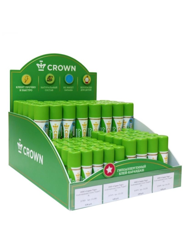 Дисплей пластиковый Crown клей-карандаш, 4 ячейки (225*250*280мм)