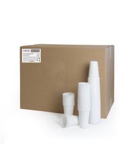 Стаканы одноразовые Vega 200мл, набор 3000шт. (30уп. по 100шт.), ПП, белые, хол/гор
