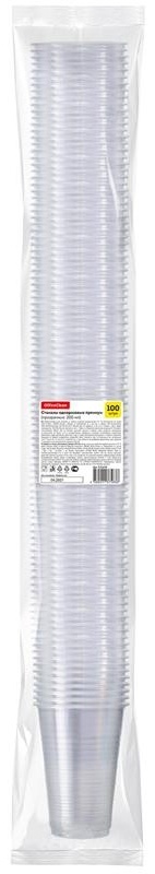 Стаканы одноразовые OfficeClean 200мл, набор 100шт., премиум, ПП, прозрачные, хол/гор