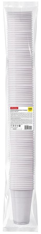 Стаканы одноразовые OfficeClean 200мл, набор 100шт., стандарт, ПП, белые, хол/гор