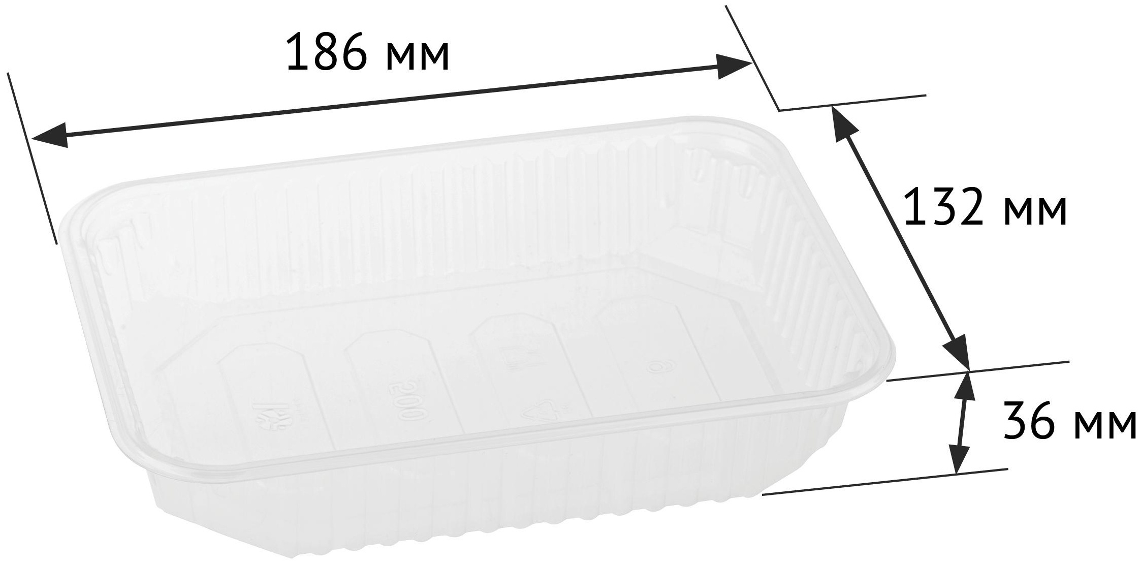 Контейнеры одноразовые OfficeClean 500мл, набор 100шт., без крышек, 186*132*36мм, ПП, прозрачные