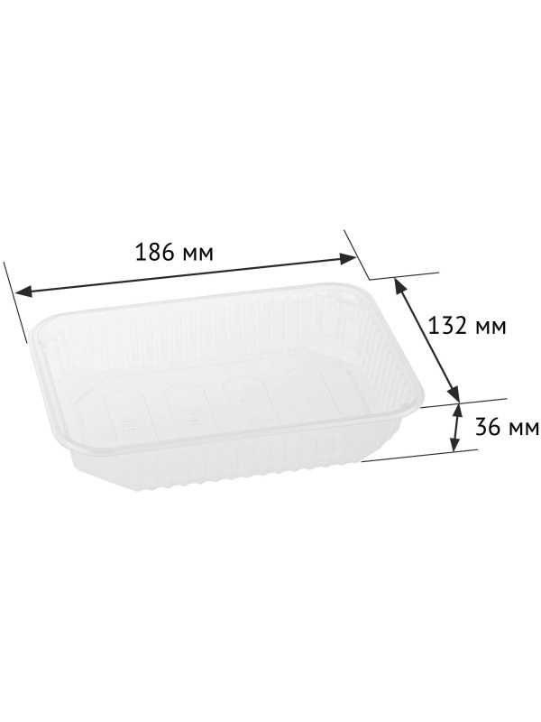 Контейнеры одноразовые OfficeClean 500мл, набор 100шт., без крышек, 186*132*36мм, ПП, прозрачные