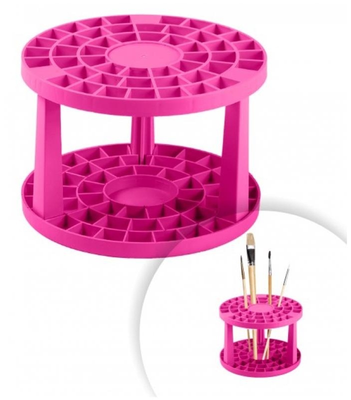 Подставка для кистей СТАММ, пластик, розовая
