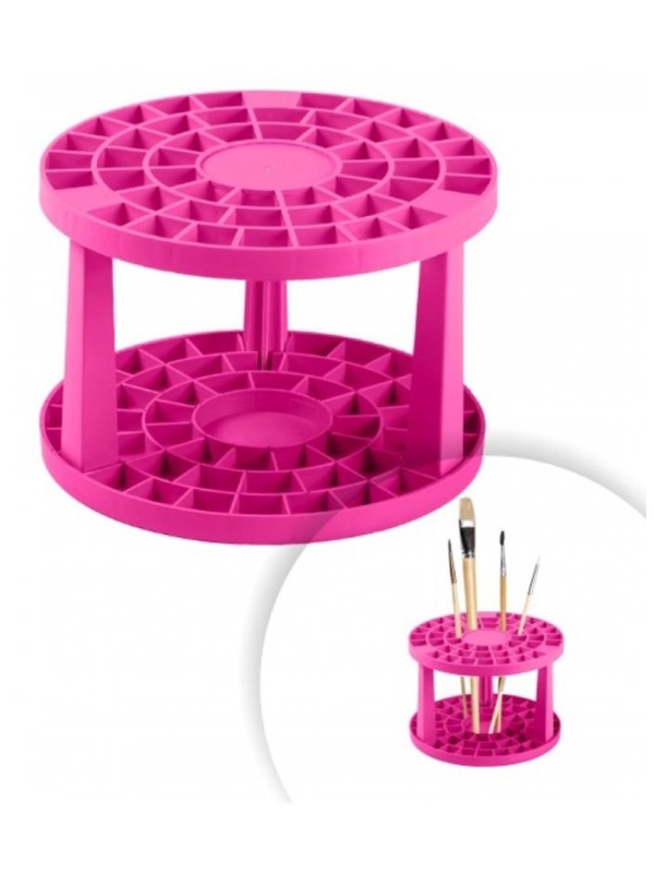 Подставка для кистей СТАММ, пластик, розовая