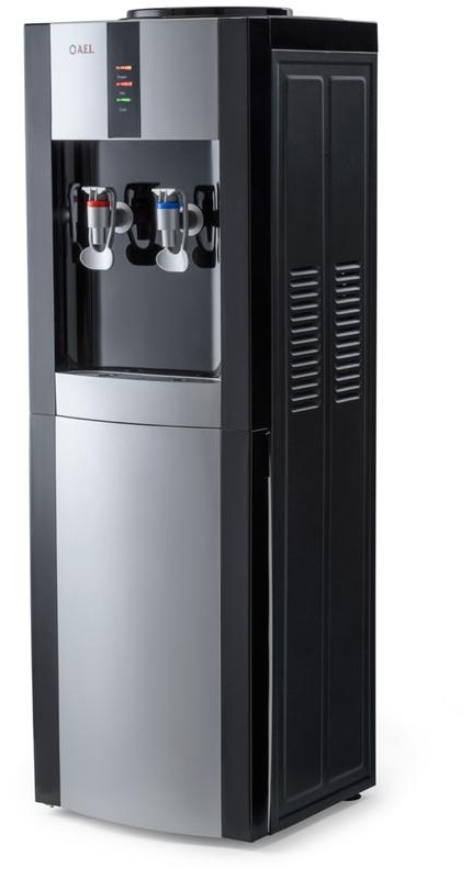 Кулер для воды напольный AEL LD-AEL-47c, нагрев/охлаждение электрон., со шкафом 10л, серебристый, черный