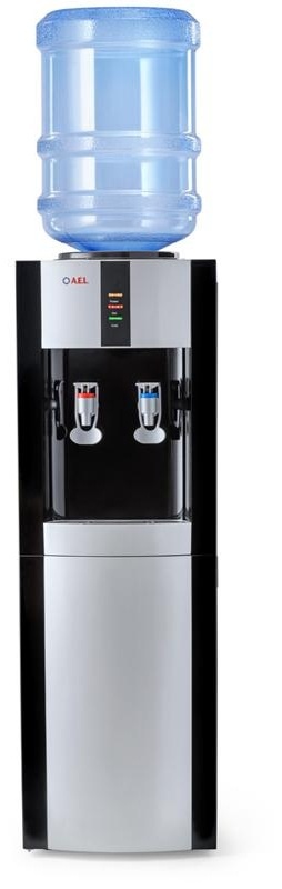 Кулер для воды напольный AEL LD-AEL-47c, нагрев/охлаждение электрон., со шкафом 10л, серебристый, черный