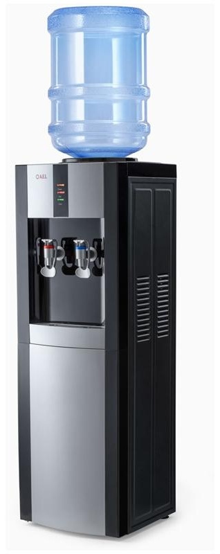 Кулер для воды напольный AEL LD-AEL-47c, нагрев/охлаждение электрон., со шкафом 10л, серебристый, черный