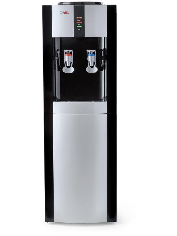 Кулер для воды напольный AEL LD-AEL-47c, нагрев/охлаждение электрон., со шкафом 10л, серебристый, черный