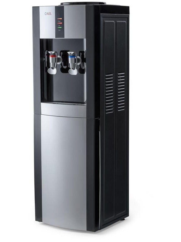 Кулер для воды напольный AEL LD-AEL-47c, нагрев/охлаждение электрон., со шкафом 10л, серебристый, черный