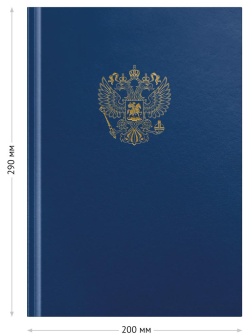 Книга учета OfficeSpace, А4, 96л., клетка, 200*290мм, бумвинил, цвет синий, блок офсетный с гербом